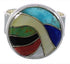 High Quality Sterling Silver Multicolor Inlay Ring Size 6-1/2 WX38343